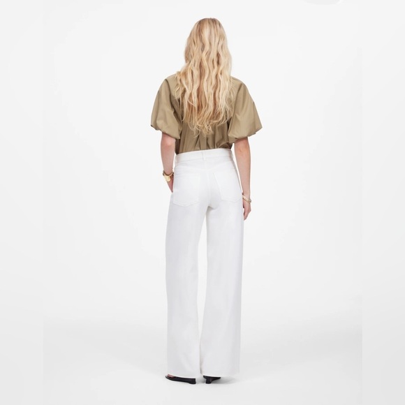 NWT Madewell Petite Superwide-Leg Jeans: Airy Denim Edition, Tile White, 28P - Picture 2 of 16